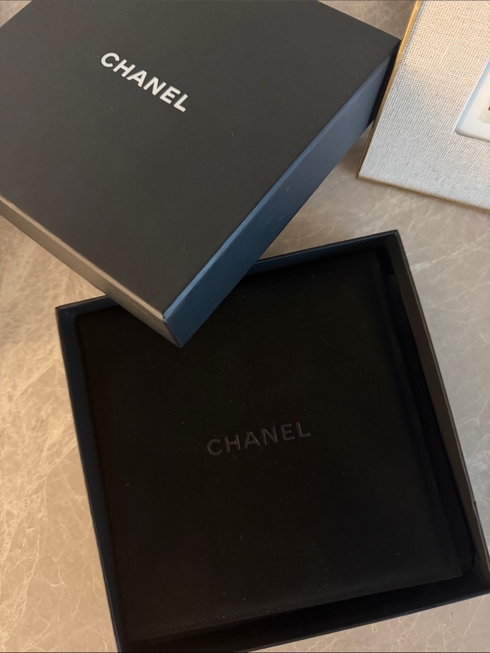 CHANEL Gold-Tone Pearl & Black Logo Necklace - Picture 3 of 5